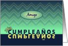 Birthday blue-green chevrons friend(m) - Spanish language card