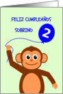 Cute 2nd birthday monkey nephew - spanish language card