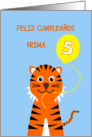 Cute 5th birthday tiger cousin(f) - spanish language card