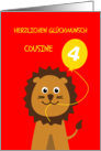 Cute 4th birthday lion cousin(f) - german language card