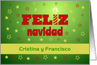 Feliz navidad custom name candle - spanish language card