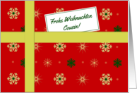 Frohe Weihnachten - For cousin (m) German language Christmas parcel card