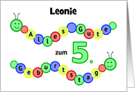 5th birthday caterpillars custom name - German language card