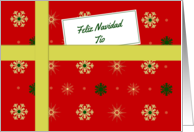 Feliz Navidad - For Uncle Spanish language Christmas parcel card