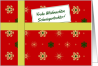 Frohe Weihnachten - For Daughter-in-law Christmas parcel in German card