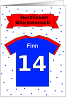 14th birthday t-shirt custom name - German language card