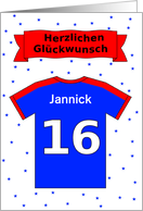 16th birthday t-shirt custom name - German language card