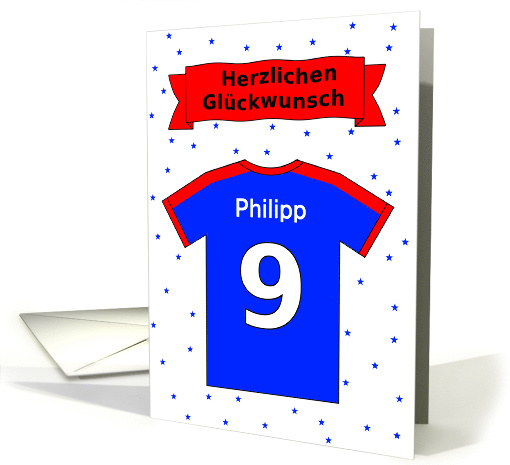 9th birthday t-shirt custom name - German language card (1330338)