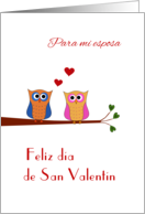 Valentine for wife two owls - Spanish language card