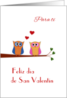 Valentine two cute owls - Spanish language card