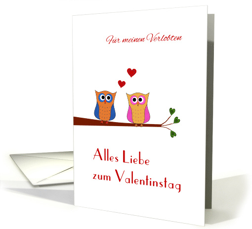Valentine for fianc two cute owls - German language card (1351982)