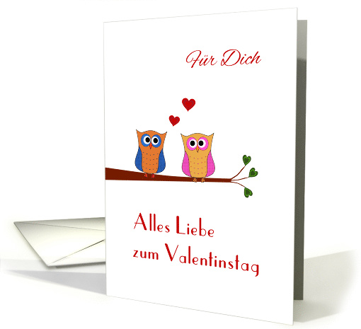 Valentine two cute owls - German language card (1352146)