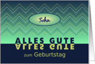 Son birthday blue-green chevrons - German language card