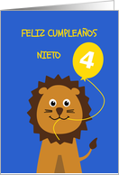 Cute birthday lion 4 grandson - spanish language card