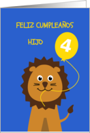 Cute birthday lion 4 son - spanish language card
