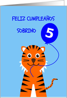 Cute birthday tiger 5 nephew - spanish language card