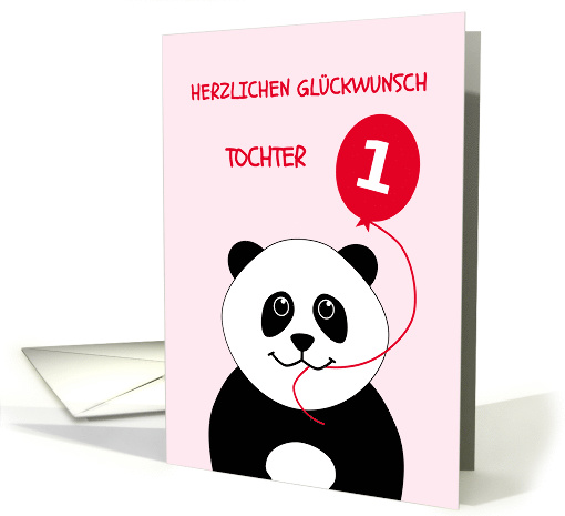 Cute 1st birthday panda daughter - german language card (1379988)