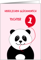 Cute 1st birthday panda daughter - german language card