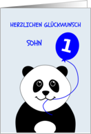 Cute 1st birthday panda son - german language card