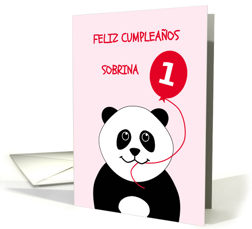 Cute 1st birthday panda niece - spanish language card (1380010)