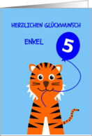 Cute 5th birthday tiger grandson - german language card