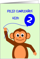 Cute 2nd birthday monkey son - spanish language card