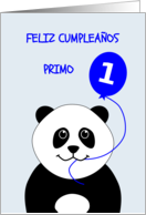 Cute 1st birthday panda cousin(m) - spanish language card