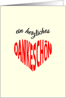 Dankeschön red heart thank you - german language card