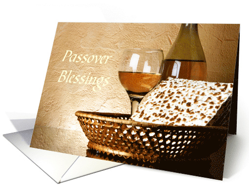 Passover Blessings - Matzo and Wine card (1368728)