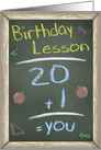 Chalk Board Birthday Wishes, 21st Birthday Lesson card