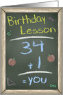 Chalk Board Birthday Wishes, 35th Birthday Lesson card