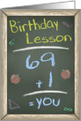 Chalk Board Birthday Wishes, 70th Birthday Lesson card