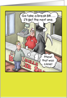 Funny Birthday Card: Avoiding the effects of fast food. card