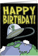 Cartoon Birthday Card: Out of this world card