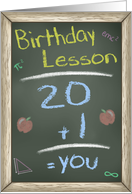 Chalk Board Birthday Wishes, 21st Birthday Lesson card