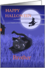 Happy Halloween Brother with moon, witch and black cat card