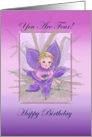 You Are Four! Happy birthday fairy card with purple orchid card