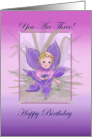 You Are Three! Happy birthday fairy card with purple orchid card