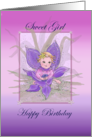 Sweet girl, Happy birthday fairy card with purple orchid card