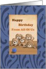 Happy Birthday From All of Us card with five puppies card