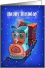 Happy birthday with train for little boy card