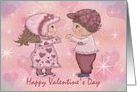 Happy Valentine’s Day with fist bump handshake with two kids card