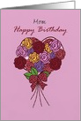 Custom Happy Birthday for her with roses on heart shape and red bow card