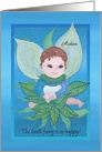 The tooth fairy is so happy! Adorable tooth fairy holding tooth card