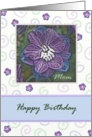 Happy Birthday Mom with Larkspur in blues and purples. card