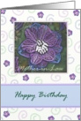 Happy Birthday Mother-in-Law with Larkspur in blues and purples. card