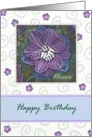 Happy Birthday Niece with Larkspur in blues and purples. card