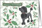 Happy Holidays with black toy poodle card