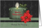 Business Christmas Card with candle, poinsettia and holly card