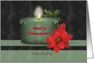Business card for Holidays, Merry Christmas from all of us, lit candle card